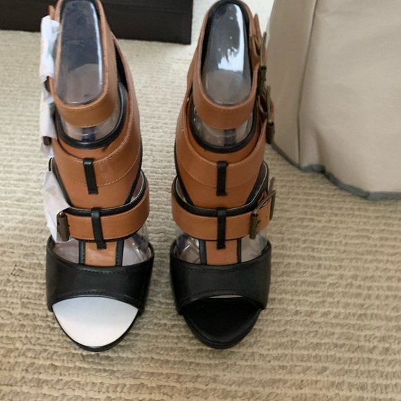 Shoemint strappy stiletto Black and Tan - Picture 4 of 10